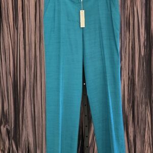 NWT. Trina Turk Teal Straight-Leg Pants